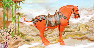 File in trần File tranh cây tiền tài lộc CT1605 (bản gốc) mây trời