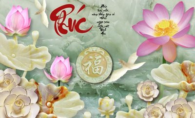 File tranh File tranh cây tiền tài lộc CT1681 (bản gốc) in lụa dán tường