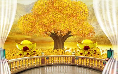 File gốc in ấn File tranh cây tiền tài lộc CT1706 chuẩn màu CMYK