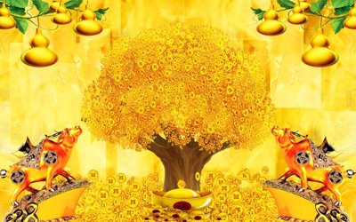 File ảnh File tranh cây tiền tài lộc CT1719 (gốc) cho trang trí nhà hàng