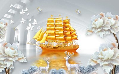 Download file tranh PSD File tranh cây tiền tài lộc CT1726 để chỉnh sửa