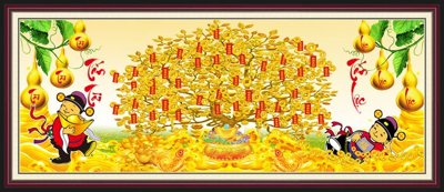 File in trần File tranh cây tiền tài lộc CT1732 (bản gốc 3D) sống động