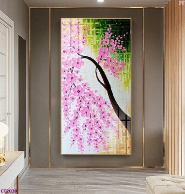 File gốc File tranh cây tiền tài lộc hoa đào tết CT2039 (cho in ấn) từ Filetranh.com