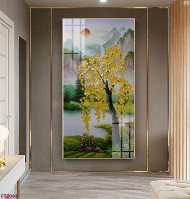 Download file File tranh cây tiền tài lộc hoa đào tết CT2041 (gốc) cho xưởng in