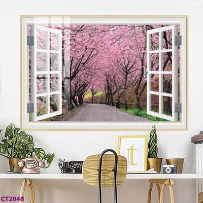 File in mica File tranh cây tiền tài lộc hoa đào tết CT2048 (bản gốc) sắc sảo