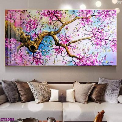 Mua file gốc File tranh cây tiền tài lộc hoa đào tết CT2055 (PSD) tại Filetranh.com