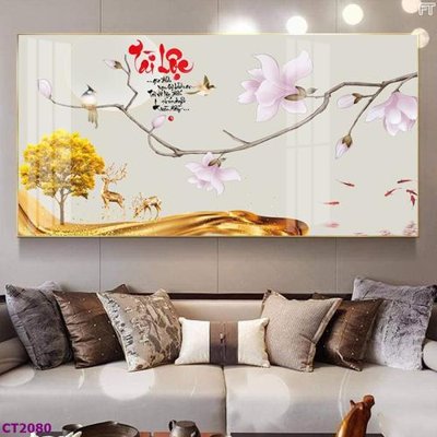 Mua file tranh gốc File tranh cây tiền tài lộc hoa đào tết CT2080 tại Filetranh.com