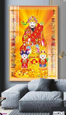 File gốc File tranh cây tiền tài lộc hoa đào tết CT2097 (in tráng gương) sang trọng