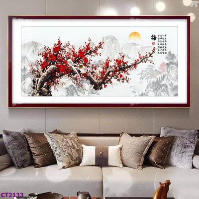 Tệp tin gốc File tranh cây tiền tài lộc hoa đào tết CT2133 (dùng cho in) File tranh cây tiền tài lộc hoa đào tết CT2133