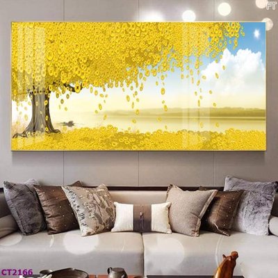 File ảnh File tranh cây tiền tài lộc hoa đào tết CT2166 (gốc) in poster