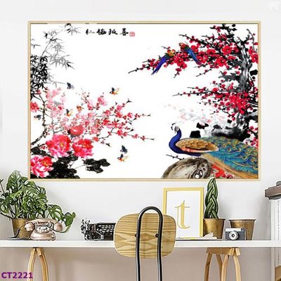 File gốc File tranh cây tiền tài lộc hoa đào tết CT2221 (cho in 3D) độc đáo