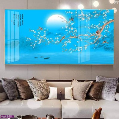 File tranh File tranh cây tiền tài lộc hoa đào tết CT2249 (bản gốc) treo phòng ăn