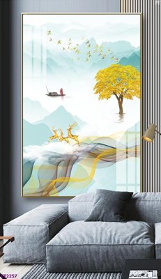 File gốc File tranh cây tiền tài lộc hoa đào tết CT2257 (PSD/TIFF) độ phân giải cao