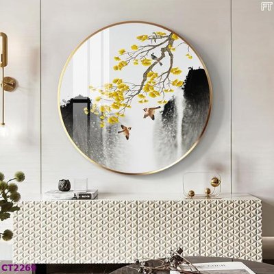 Hình ảnh file gốc in lụa File tranh cây tiền tài lộc hoa đào tết CT2269