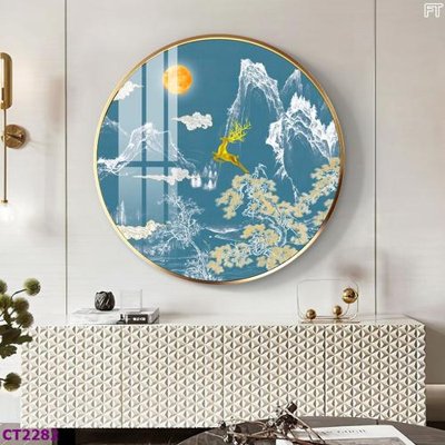 File tranh File tranh cây tiền tài lộc hoa đào tết CT2282 (bản gốc) treo phòng ăn