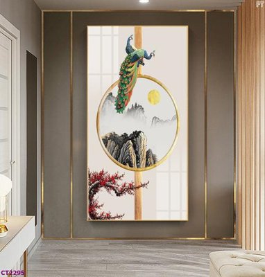 File tranh File tranh cây tiền tài lộc hoa đào tết CT2295 (bản gốc) in lụa 3D