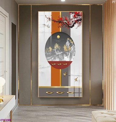 Tải về hình ảnh gốc File tranh cây tiền tài lộc hoa đào tết CT2299 sắc nét