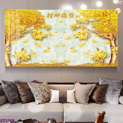 File tranh quảng cáo File tranh cây tiền tài lộc hoa đào tết CT2309 (download file gốc)