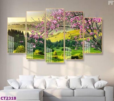 Download file gốc File tranh cây tiền tài lộc hoa đào tết CT2318 (độ nét cao)