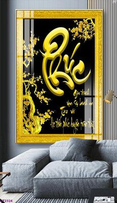 File tranh File tranh cây tiền tài lộc hoa đào tết CT2324 (bản gốc) in lụa 3D