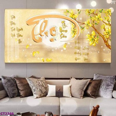 File PSD File tranh cây tiền tài lộc hoa đào tết CT2346 (gốc) cho in quảng cáo