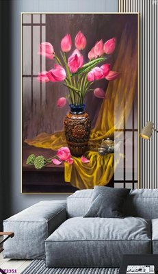 Download file tranh File tranh cây tiền tài lộc hoa đào tết CT2351 (file gốc PSD)