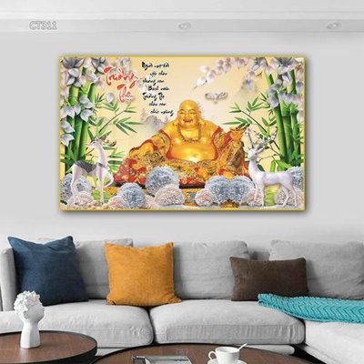 Ảnh gốc Tranh thần tài cây tiền CT311 (nét căng) in mica