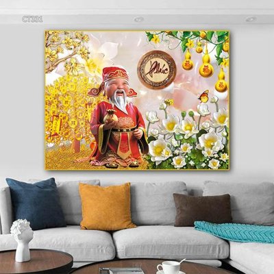 File gốc Tranh thần tài cây tiền CT331 (in mica) làm bảng hiệu