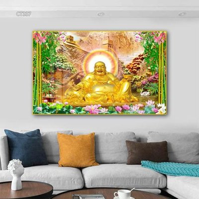 File tranh Tranh thần tài cây tiền CT337 (bản gốc) in lụa 5D