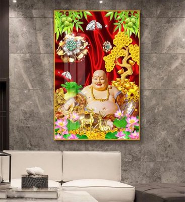 File gốc Tranh thần tài cây tiền CT338 (in lụa) tranh phong thủy