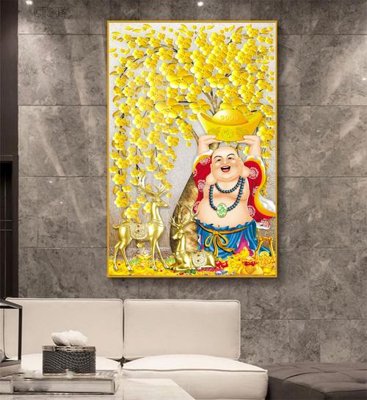 File ảnh Tranh thần tài cây tiền CT345 (gốc) in decal dán tường