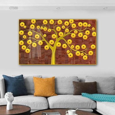 File in trần Tranh thần tài cây tiền CT359 (bản gốc) hoa văn