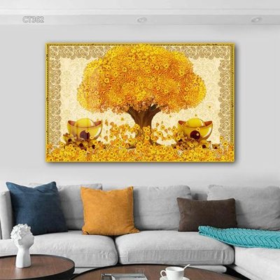 File in mica Tranh thần tài cây tiền CT362 (bản gốc) siêu trong