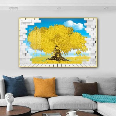 File ảnh Tranh thần tài cây tiền CT370 (gốc) in decal dán tường
