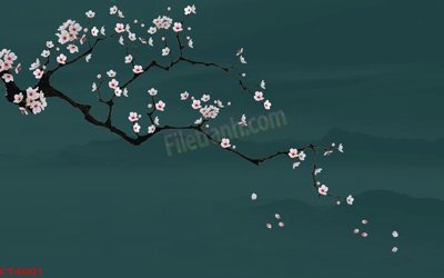 File gốc File tranh hoa đào hoa mai tài lộc CT4001 (in lụa) chi tiết cao