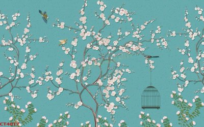 File in lụa File tranh hoa đào hoa mai tài lộc CT4017 (hoa văn) File tranh hoa đào hoa mai tài lộc CT4017