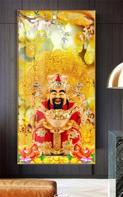 File gốc Tranh thần tài cây tiền CT402 (in 3D) nghệ thuật