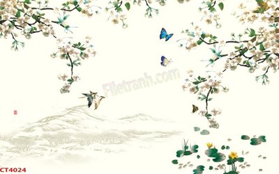 Download file File tranh hoa đào hoa mai tài lộc CT4024 (gốc) in mica đèn LED