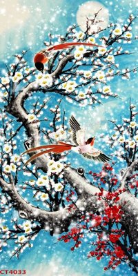 Hình ảnh file gốc in lụa File tranh hoa đào hoa mai tài lộc CT4033