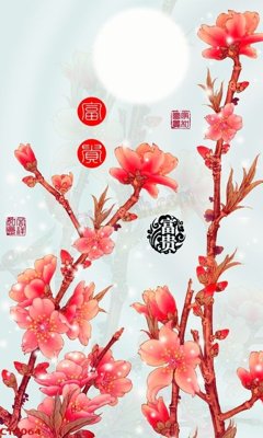 File gốc File tranh hoa đào hoa mai tài lộc CT4064 cho in ấn và thiết kế