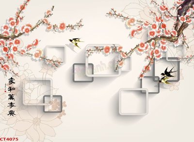 Tải file File tranh hoa đào hoa mai tài lộc CT4075 (gốc) làm tranh trang trí
