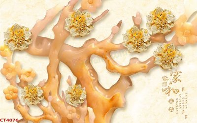 File gốc File tranh hoa đào hoa mai tài lộc CT4076 (in lụa) tranh phong thủy