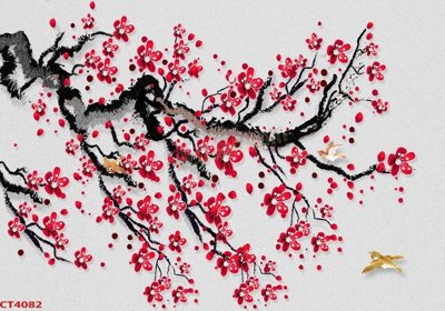 File gốc File tranh hoa đào hoa mai tài lộc CT4082 (PNG) trong suốt (transparent)