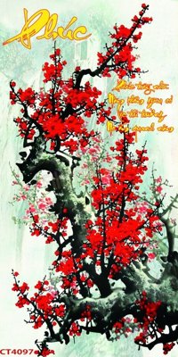 Tải file gốc File tranh hoa đào hoa mai tài lộc CT4097 (in khổ lớn) không vỡ