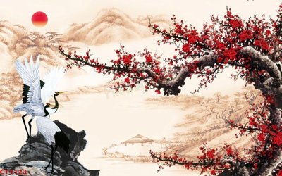 Tệp tin gốc File tranh hoa đào hoa mai tài lộc CT4123 (chất lượng) File tranh hoa đào hoa mai tài lộc CT4123