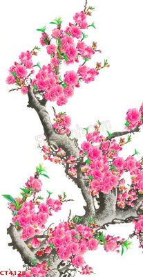 File in trần File tranh hoa đào hoa mai tài lộc CT4128 (file gốc) xuyên sáng
