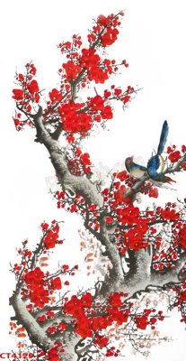 File in trần File tranh hoa đào hoa mai tài lộc CT4129 (file gốc) hoa văn 3D