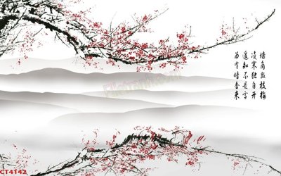 File ảnh File tranh hoa đào hoa mai tài lộc CT4142 (gốc) in PP, decal