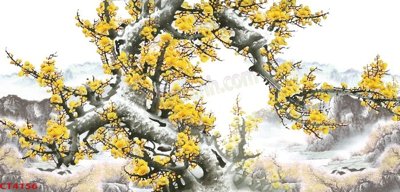 File tranh File tranh hoa đào hoa mai tài lộc CT4156 (bản gốc) trang trí văn phòng