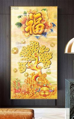 File PSD Tranh thần tài cây tiền CT416 (gốc) cho designer